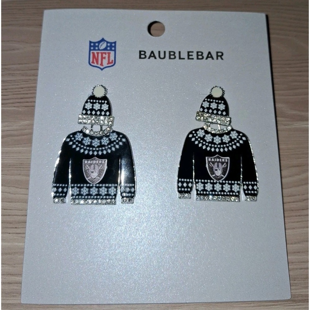 Las Vegas Raiders BaubleBar Women's Sweater Earrings - Picture 2 of 4